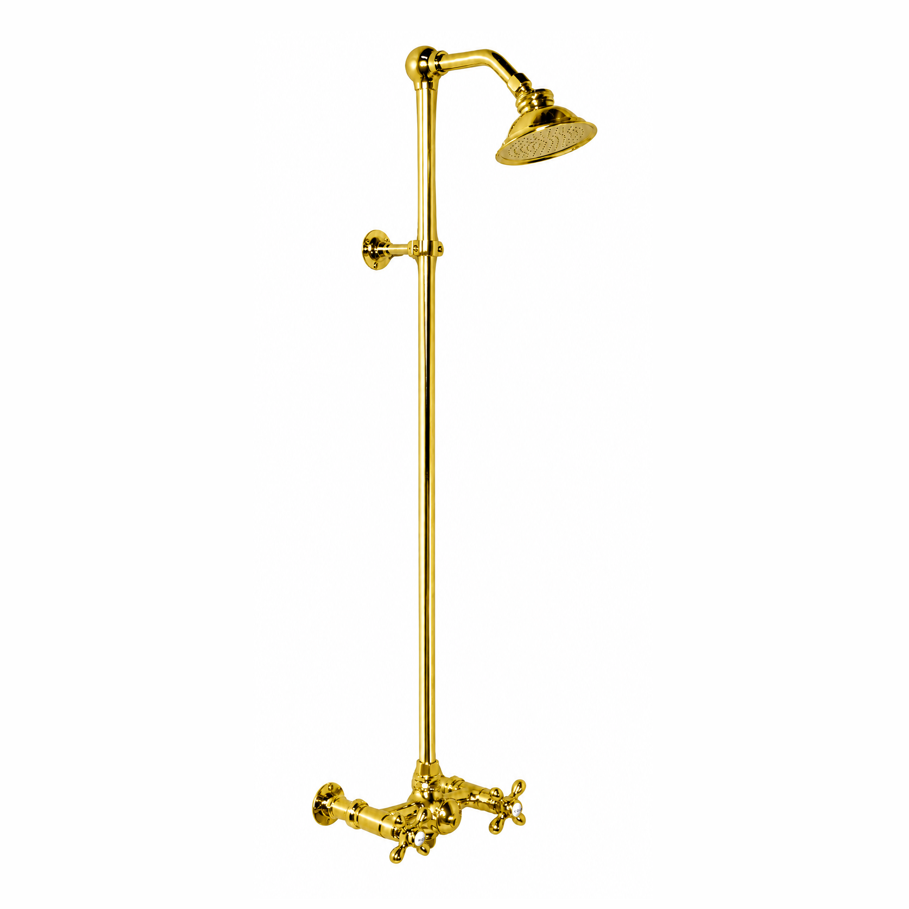 Exposed Shower System with Cross Handles P1096 | Strom Living Supercoat Brass - Showers