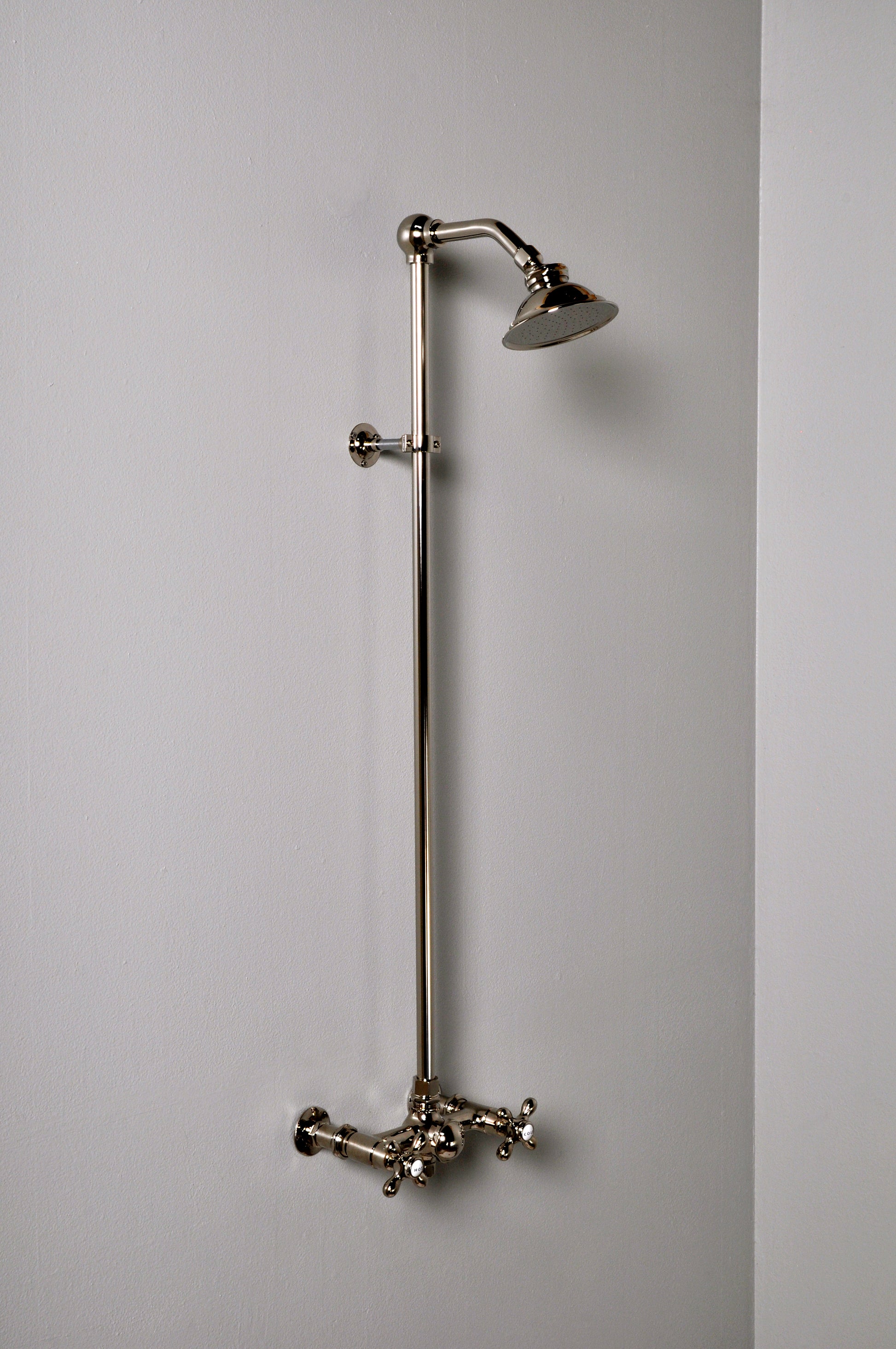 Strom Living Exposed Thermostatic Shower System 36" Wall Mounted Set with 7" Shower Head and Cross Handels