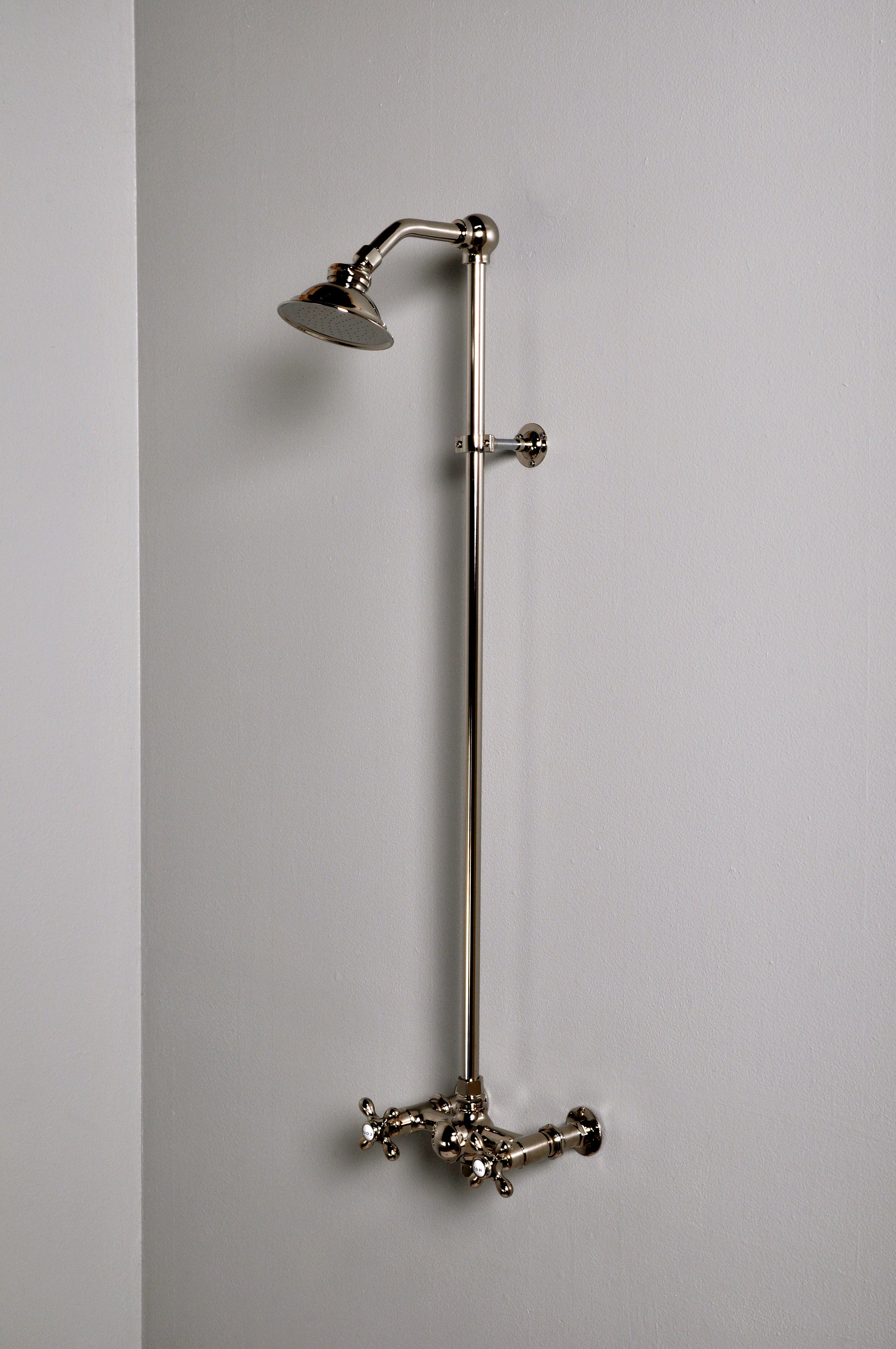 Strom Living Exposed Thermostatic Shower System 36" Wall Mounted Set with 7" Shower Head and Cross Handels