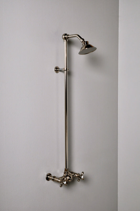 Strom Living Exposed Thermostatic Shower System 36" Wall Mounted Set with 7" Shower Head and Cross Handels