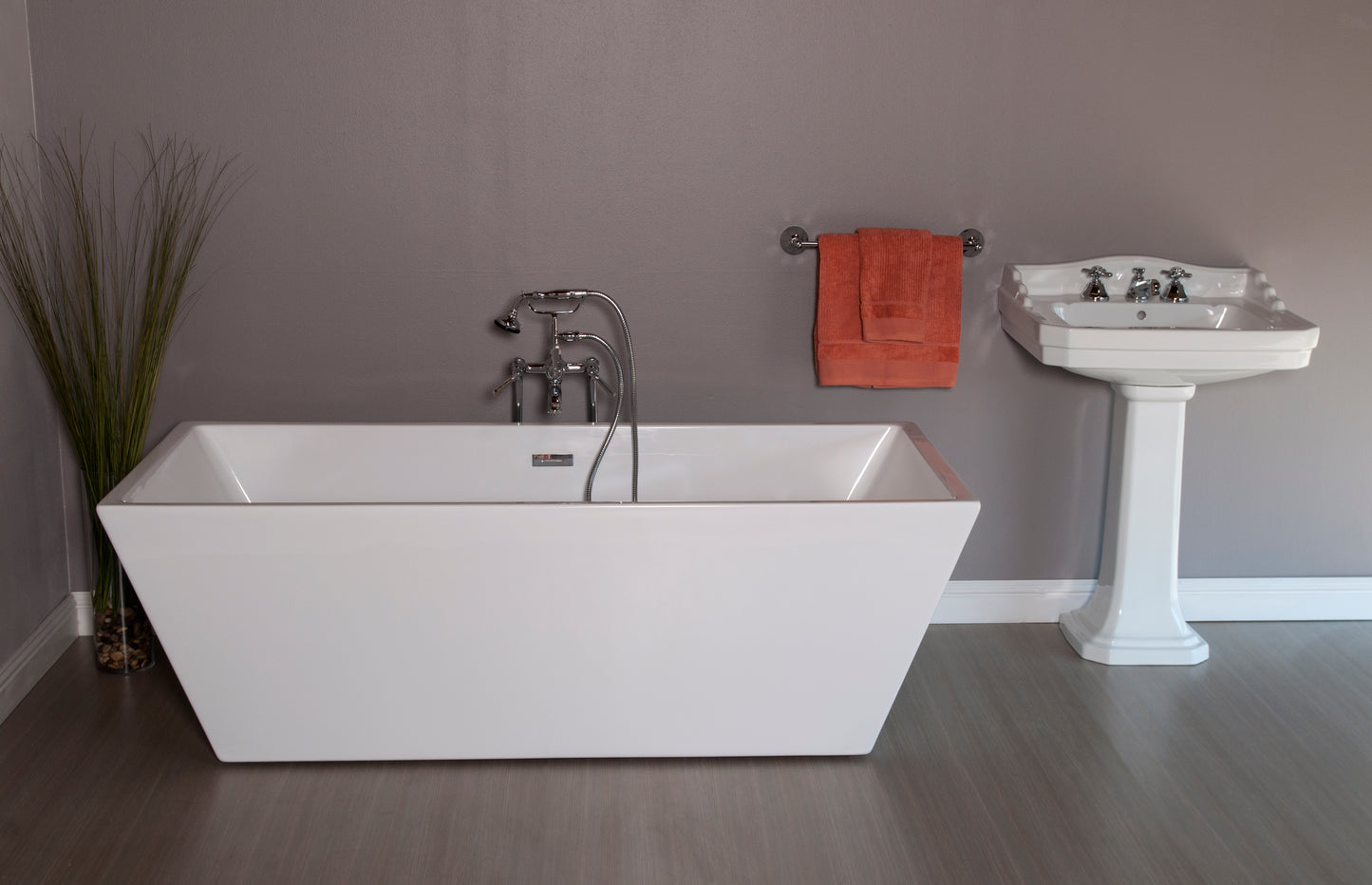 Strom Living Great Lake 71" Rectangular Soaking Acrylic Tub without Faucet Holes and Includes Integrated Drain