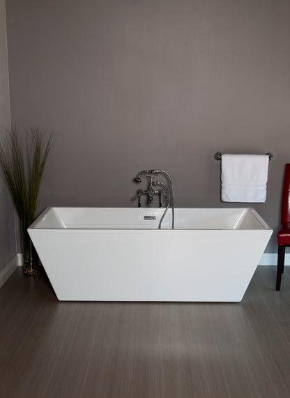 Strom Living Great Lake 71" Rectangular Soaking Acrylic Tub without Faucet Holes and Includes Integrated Drain