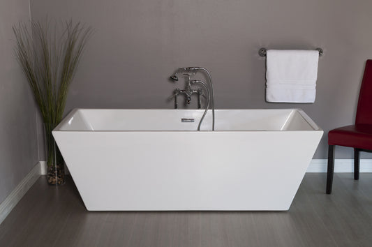 Strom Living Great Lake 71" Rectangular Soaking Acrylic Tub without Faucet Holes and Includes Integrated Drain