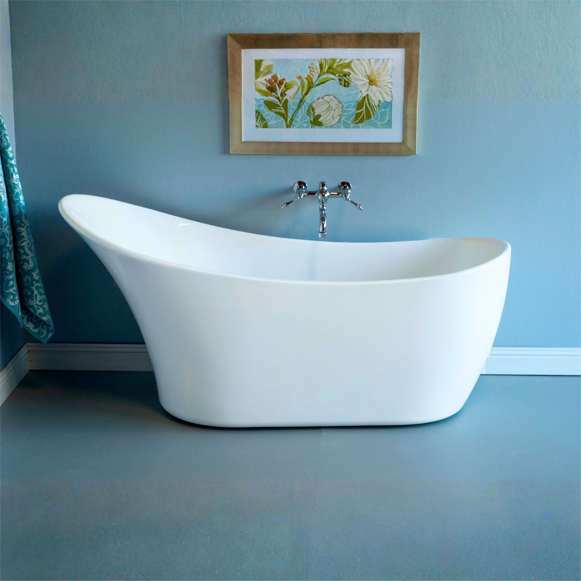 The Austin 67" Single Slipper Freestanding Acrylic Tub without Faucet Holes Includes Integrated Drain P1108 | Strom Living - Bathtubs