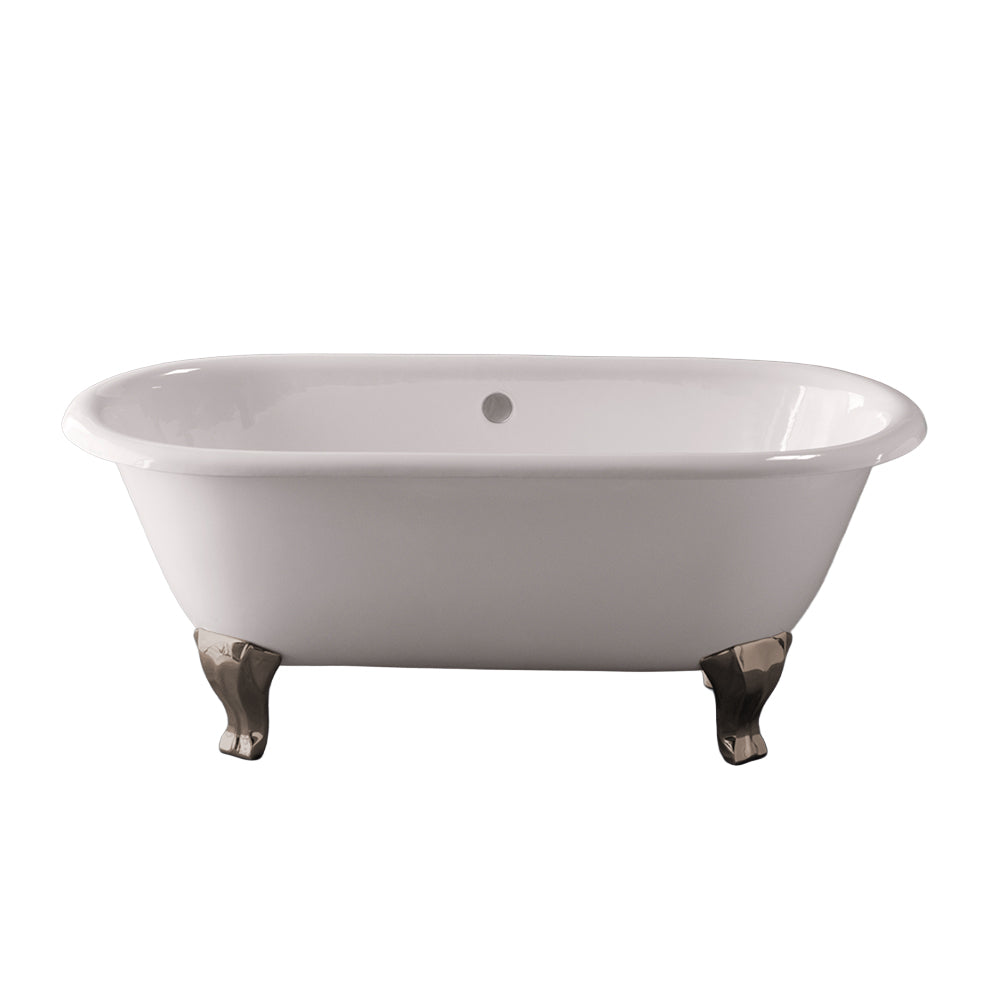 The Como 5' Cast Iron Double Ended Deco Leg Tub without Drillings P1115 | Strom Living Polished Nickel - Bathtubs