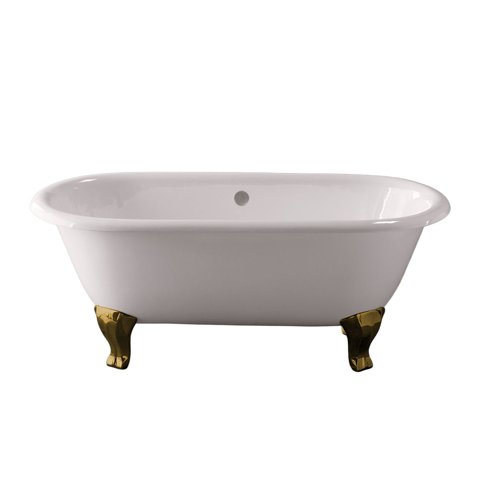 The Como 5' Cast Iron Double Ended Deco Leg Tub without Drillings P1115 | Strom Living Supercoat Brass - Bathtubs