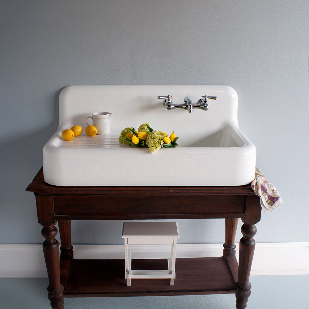 The Whitney 42" Cast Iron Farmhouse Sink with Single Drainboard P1118 | Strom Living