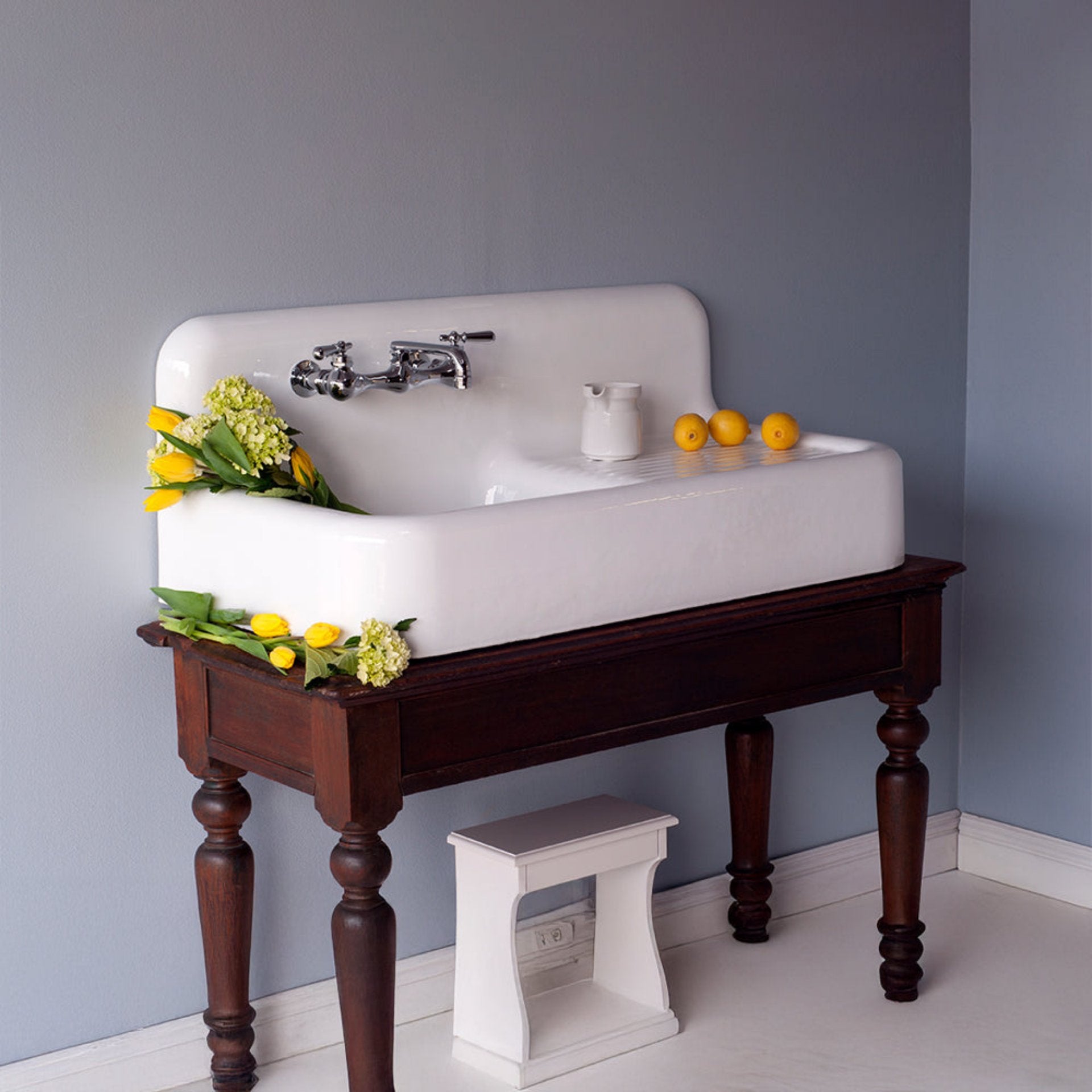 Whitney 42" Cast Iron Farmhouse Drainboard Sink P1118 | Strom Living - Sinks