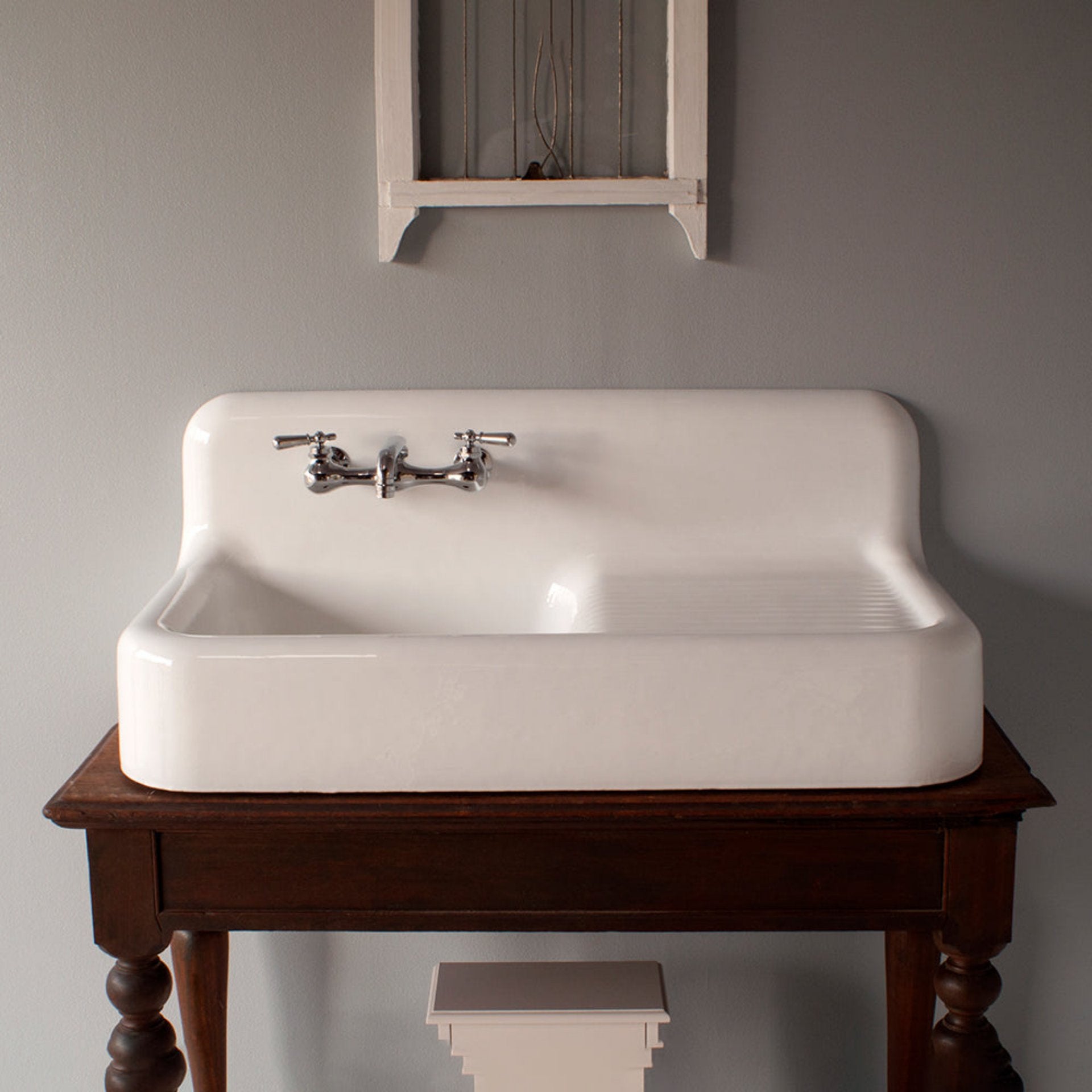 Whitney 42" Cast Iron Farmhouse Drainboard Sink P1118 | Strom Living - Sinks