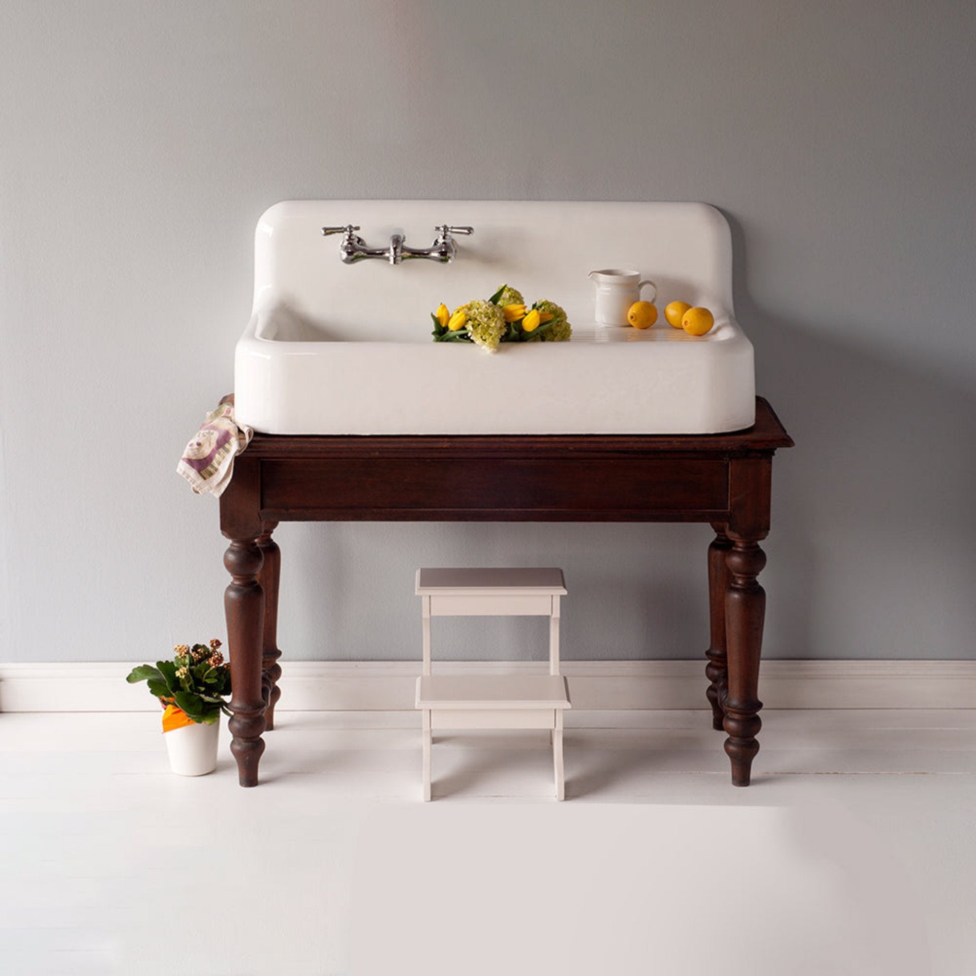 Whitney 42" Cast Iron Farmhouse Drainboard Sink P1118 | Strom Living - Sinks