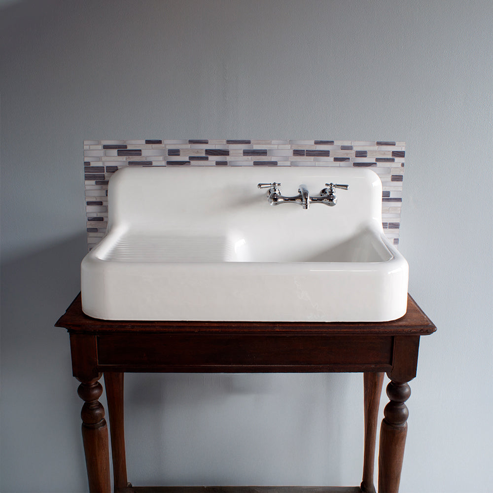 The Whitney 42" Cast Iron Farmhouse Sink with Single Drainboard P1118 | Strom Living - Sinks