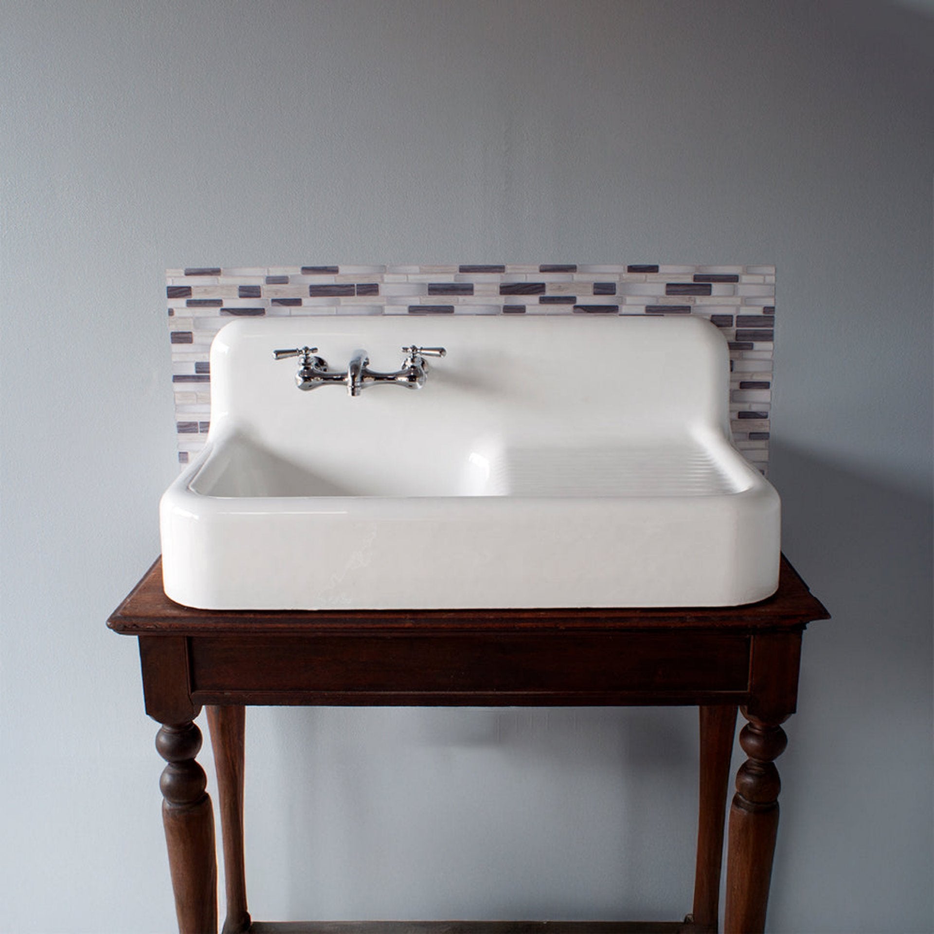 Whitney 42" Cast Iron Farmhouse Drainboard Sink P1118 | Strom Living - Sinks