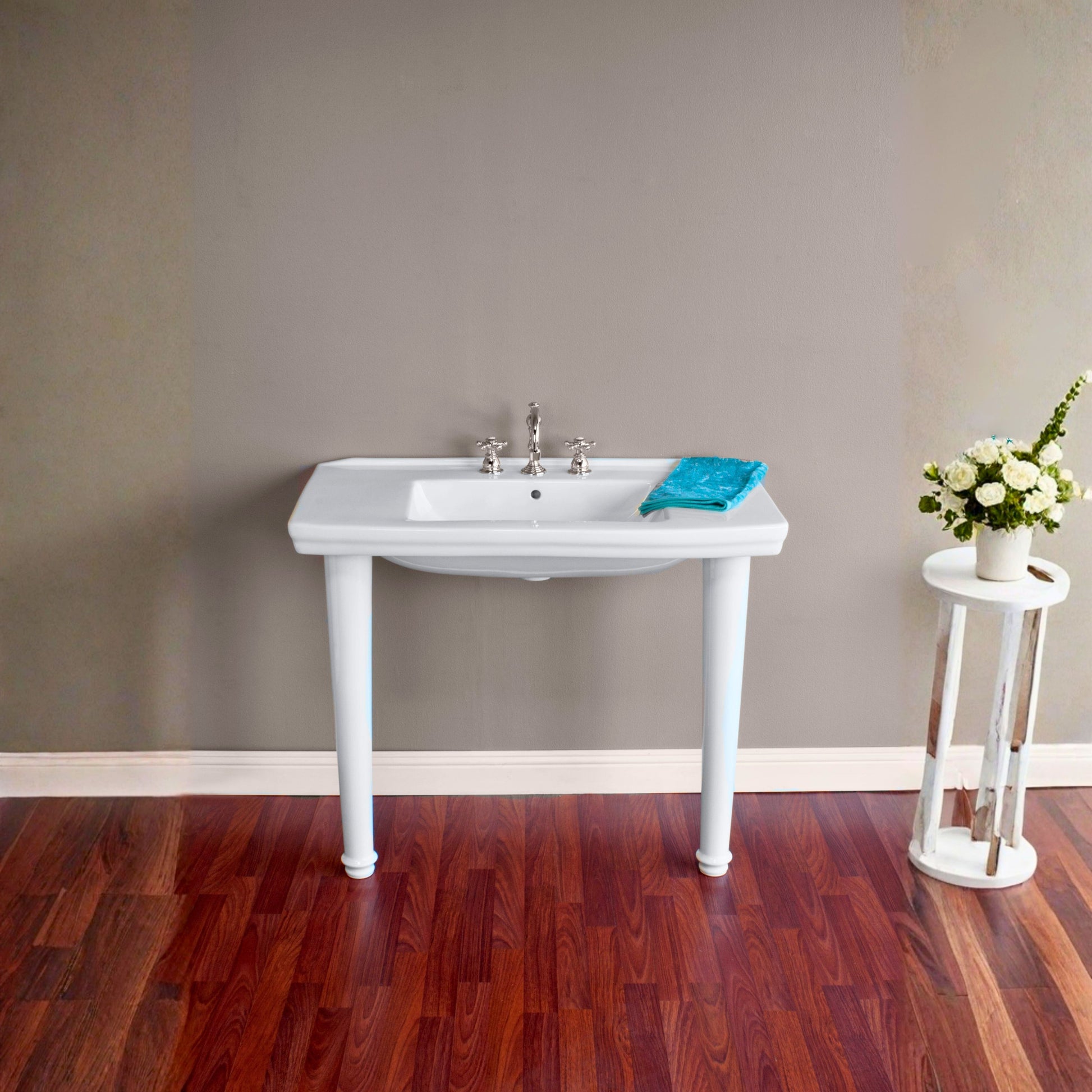 Fireclay Console Sink with Legs in White P1122 | Strom Living - Sinks