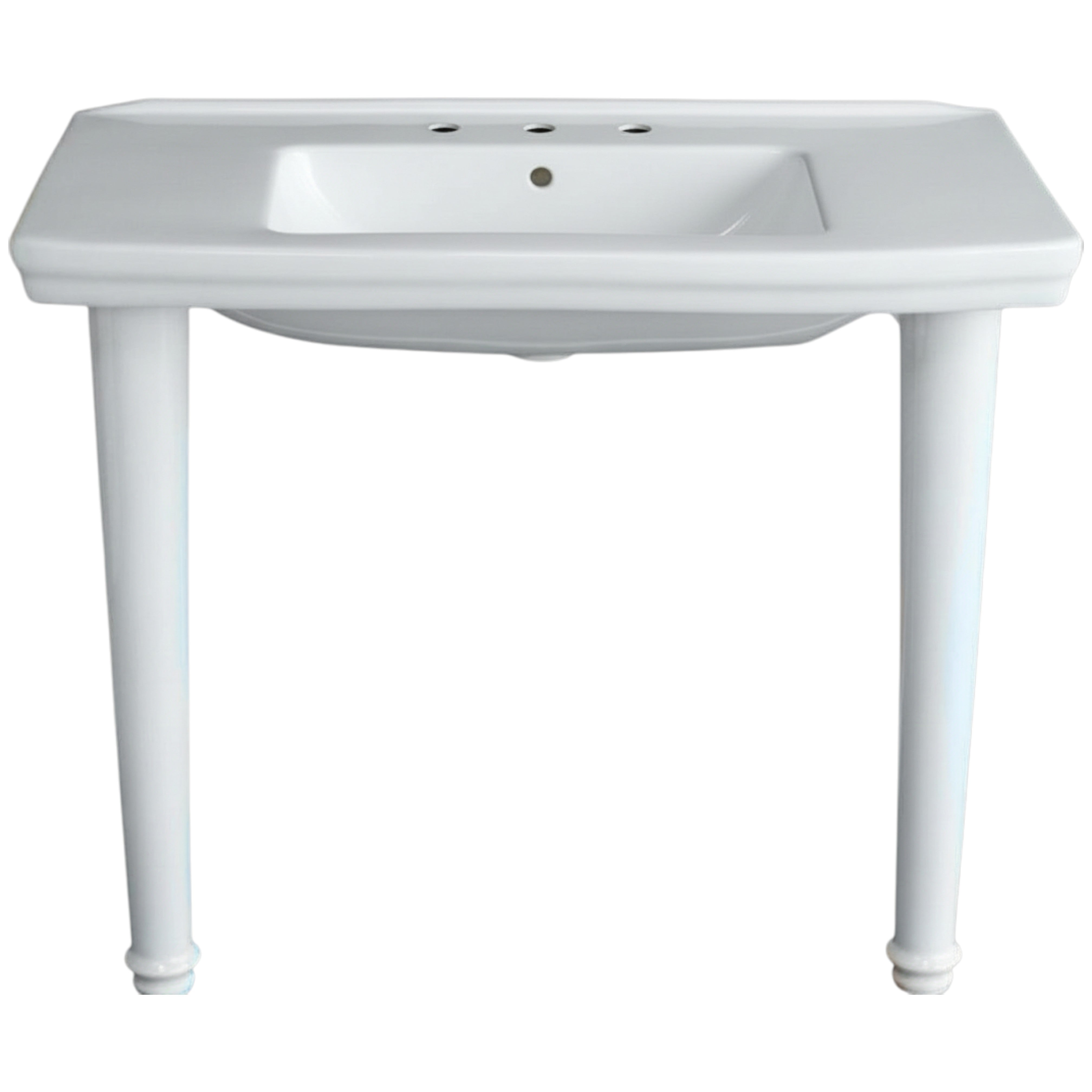 Fireclay Large Modern Style Console Sink with Legs in White P1122 | Strom Living