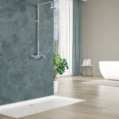Outdoor Exposed Shower System Wall Mounted Set with 12" Shower Head and Cross Handles in Chrome