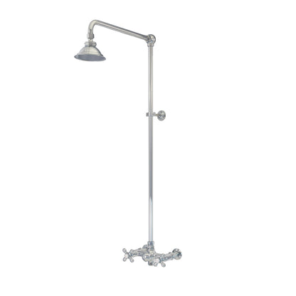 Outdoor Exposed Shower System Wall Mounted Set with 12" Shower Head and Cross Handles in Chrome