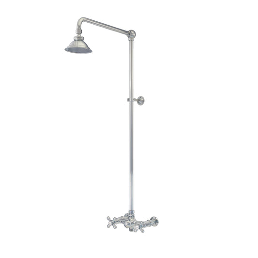 Outdoor Exposed Shower System Wall Mounted Set with 12" Shower Head and Cross Handles in Chrome