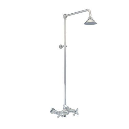 Outdoor Exposed Shower System Wall Mounted Set with 12" Shower Head and Cross Handles in Chrome