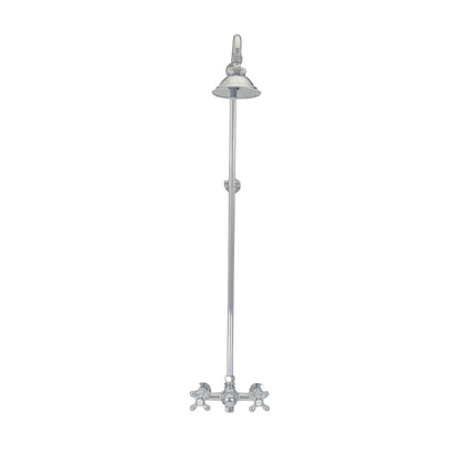 Outdoor Exposed Shower System Wall Mounted Set with 12" Shower Head and Cross Handles in Chrome