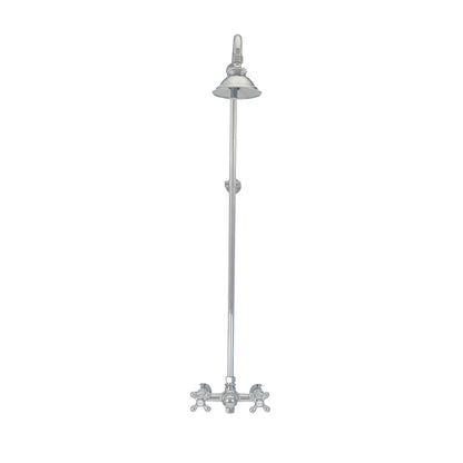 Outdoor Exposed Shower System Wall Mounted Set with 12" Shower Head and Cross Handles in Chrome