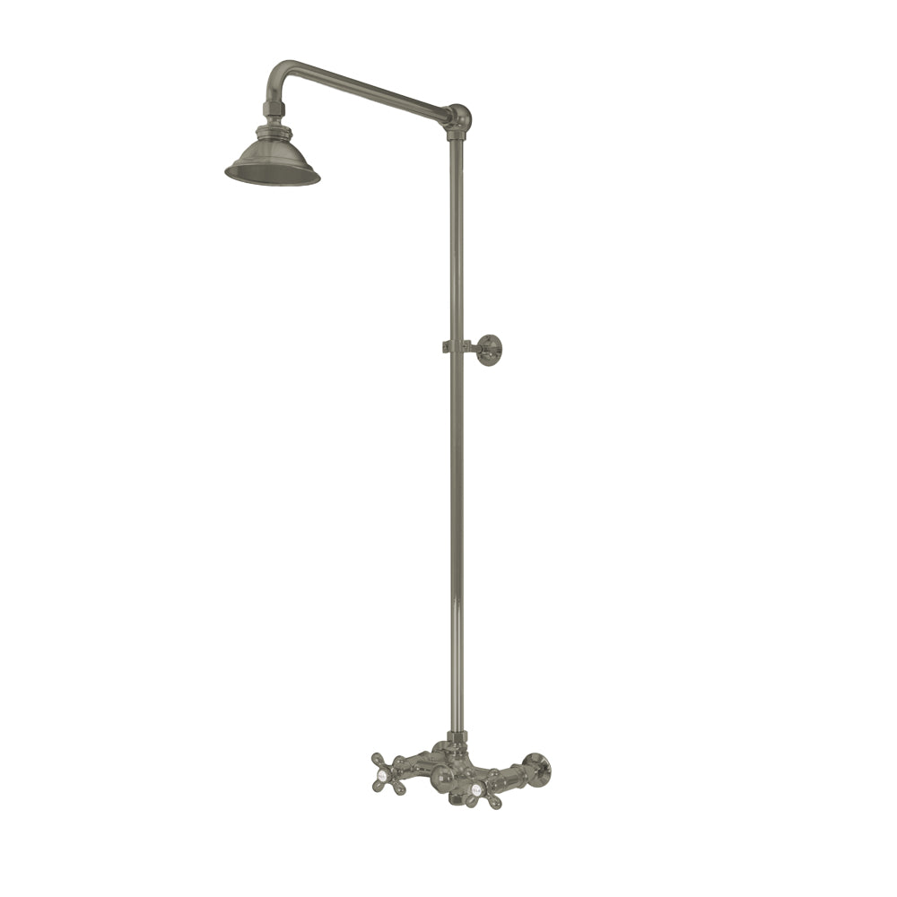 Outdoor Exposed Shower System Wall Mount Set with 12" Shower Arm and Cross Handles P1123 | Strom Living
