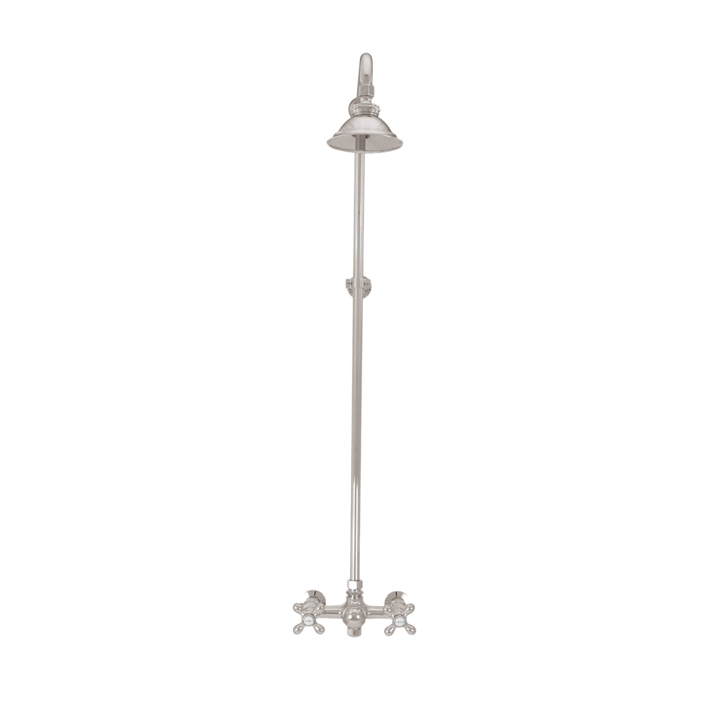 Outdoor Exposed Shower System Wall Mounted Set with 12" Shower Head and Cross Handles in Chrome