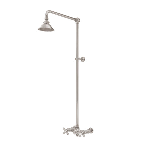 Outdoor Exposed Shower System Wall Mounted Set with 12" Shower Head and Cross Handles in Chrome