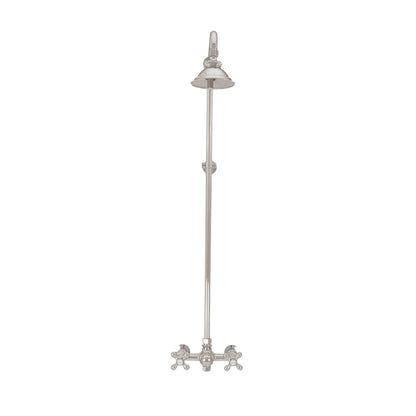 Outdoor Exposed Shower System Wall Mounted Set with 12" Shower Head and Cross Handles in Chrome
