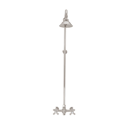 Outdoor Exposed Shower System Wall Mounted Set with 12" Shower Head and Cross Handles in Chrome