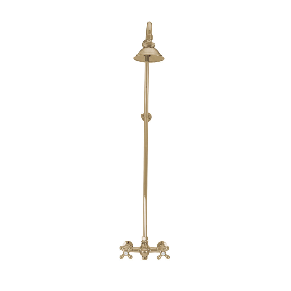 Outdoor Exposed Shower System Wall Mounted Set with 12" Shower Head and Cross Handles in Chrome