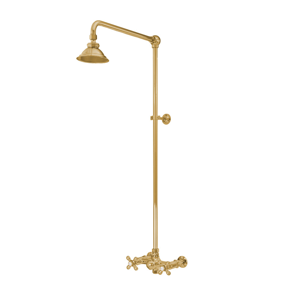 Outdoor Exposed Shower System Wall Mounted Set with 12" Shower Head and Cross Handles in Chrome