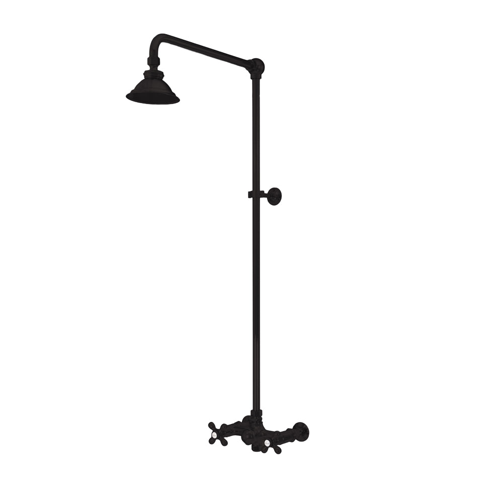 Outdoor Exposed Shower System Wall Mount Set with 12" Shower Arm and Cross Handles P1123 | Strom Living
