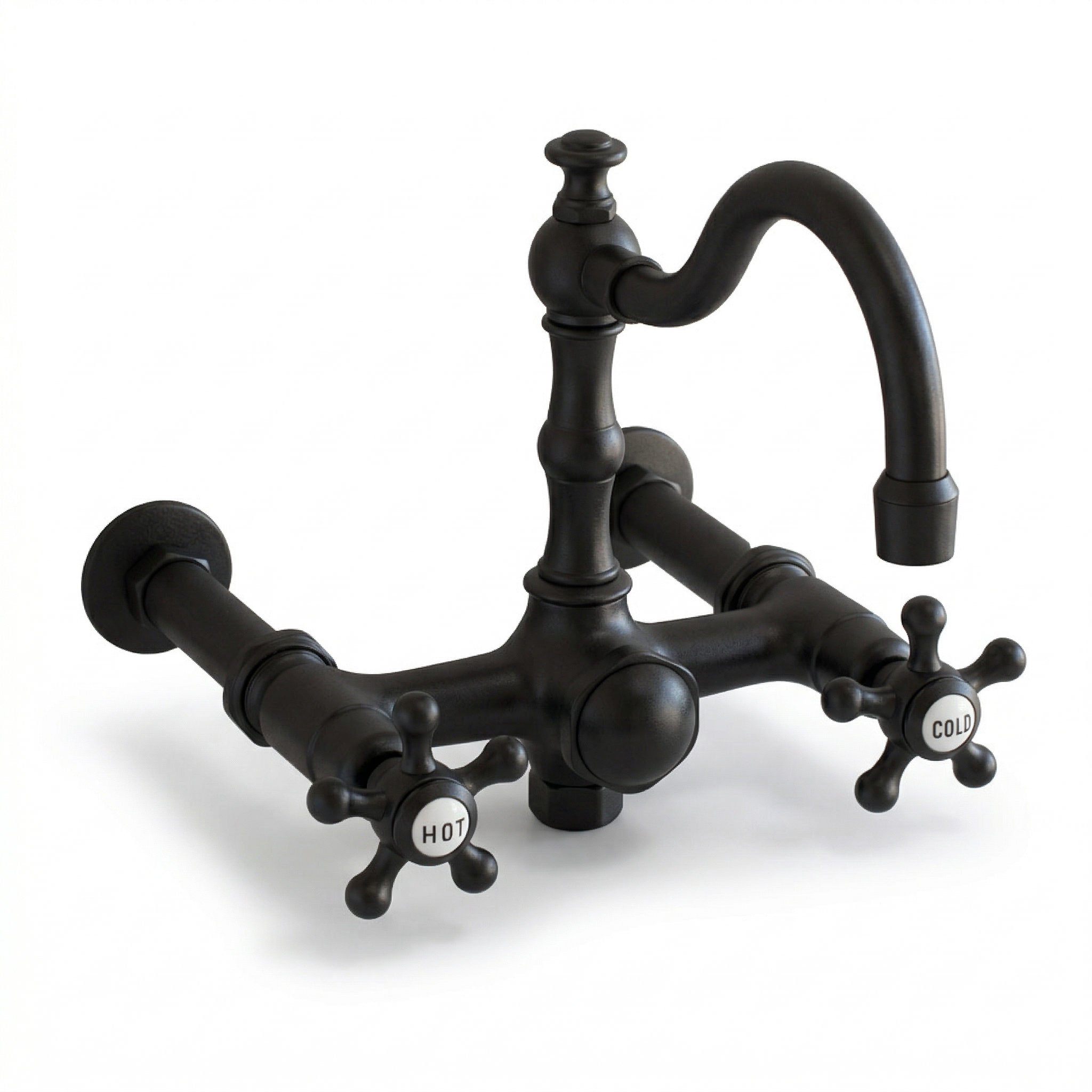 British Telephone Faucet w/ Fixed Arch Spout P1124|Strom Living Satin Black - Tub Fillers