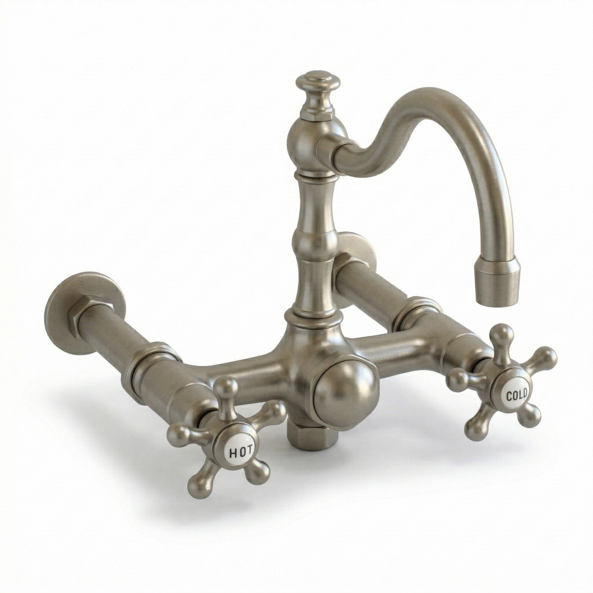 British Telephone Faucet w/ Fixed Arch Spout P1124|Strom Living Matte Nickel - Tub Fillers