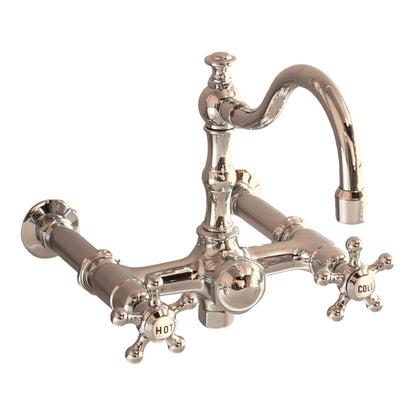 Strom Living British Telephone Wall Mounted Tub Faucet with Fixed Arch Spout and 5 Spoke Handles