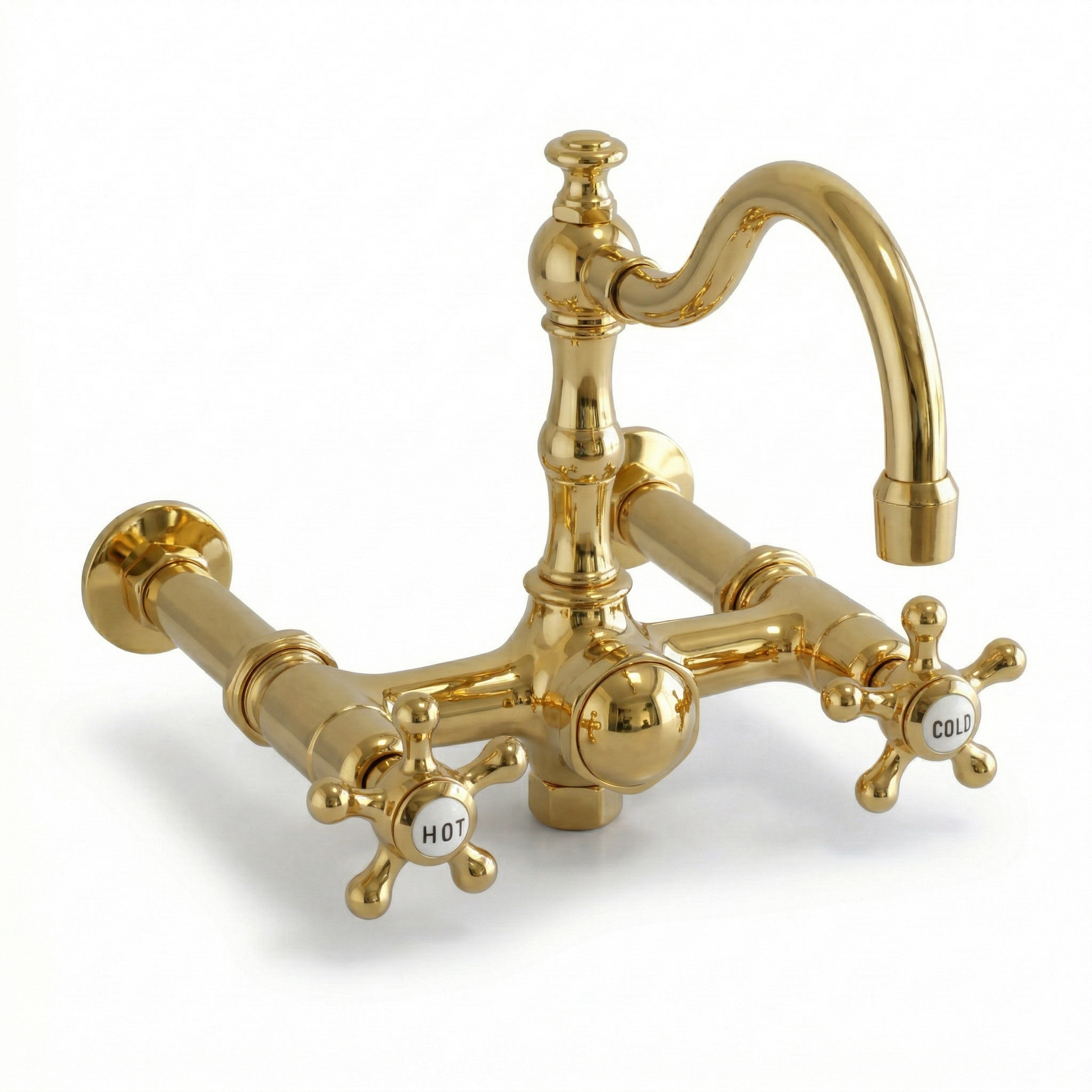 British Telephone Faucet w/ Fixed Arch Spout P1124|Strom Living Polished Brass - Tub Fillers