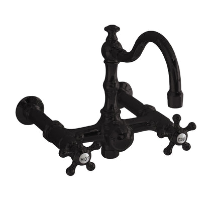 Strom Living British Telephone Wall Mounted Tub Faucet with Fixed Arch Spout and 5 Spoke Handles