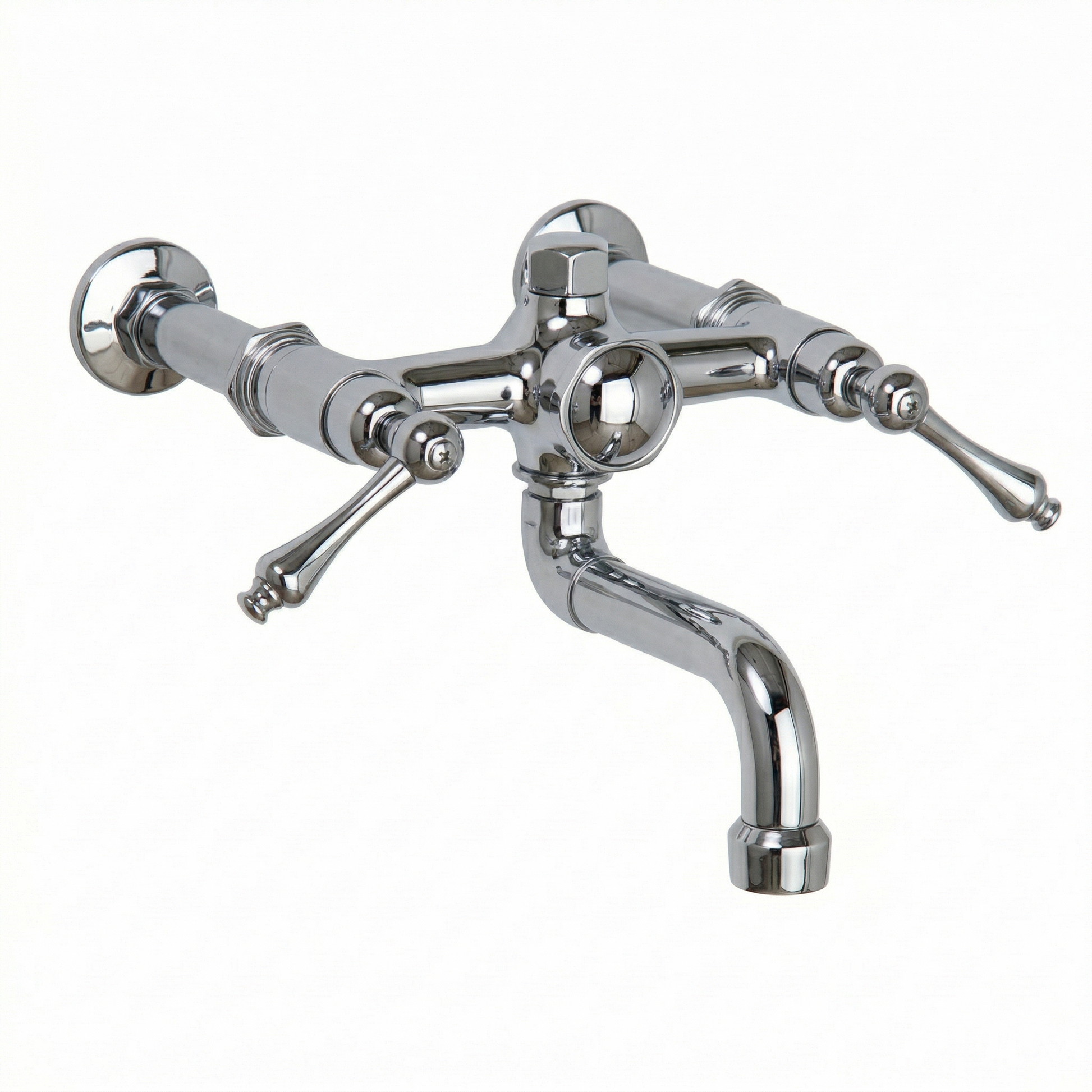 Traditional Wall Mount Tub Faucet w/ Lever Handles P1125 | Strom Living Chrome - Tub Fillers