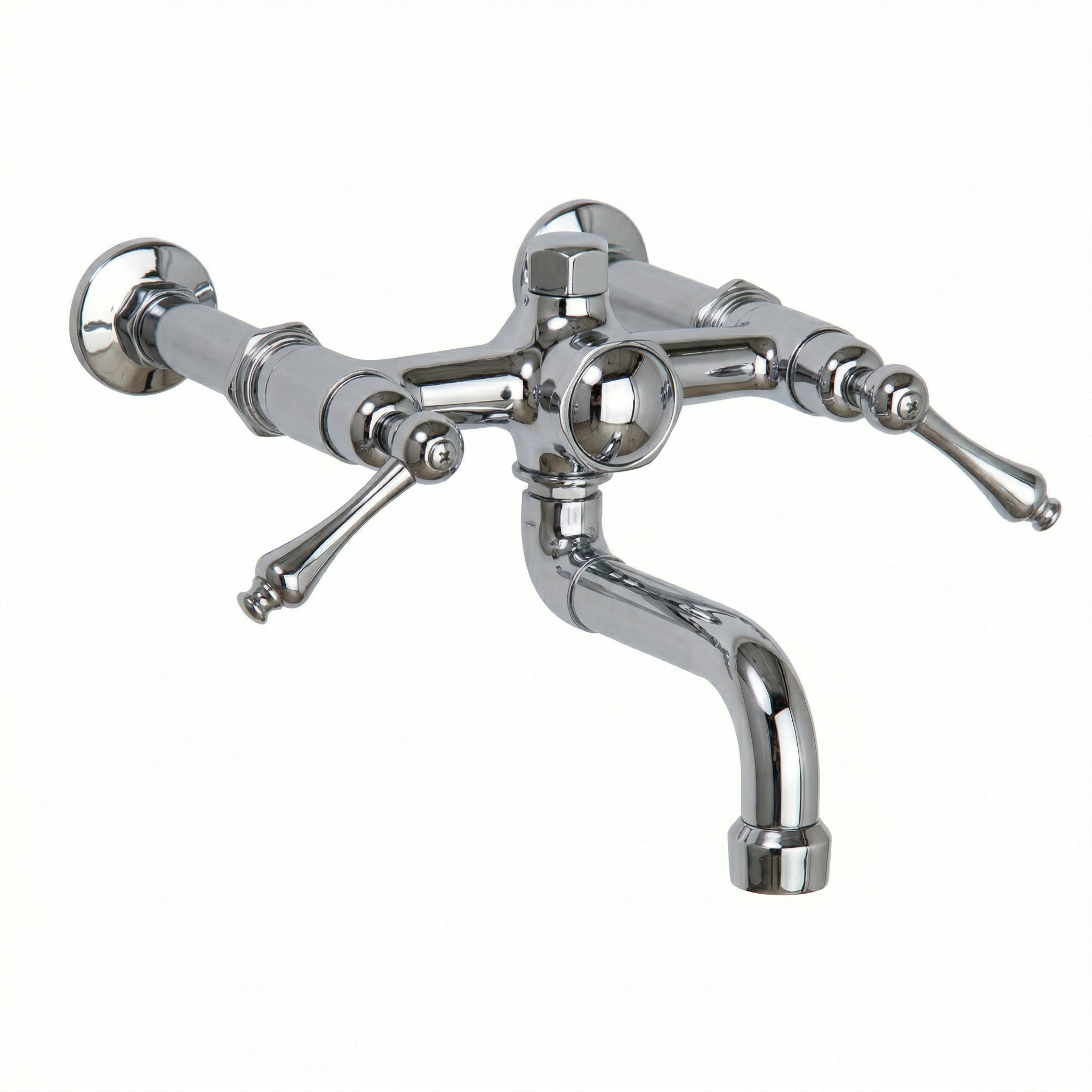 Traditional Wall Mount Tub Faucet w/ Lever Handles P1125 | Strom Living Chrome - Tub Fillers