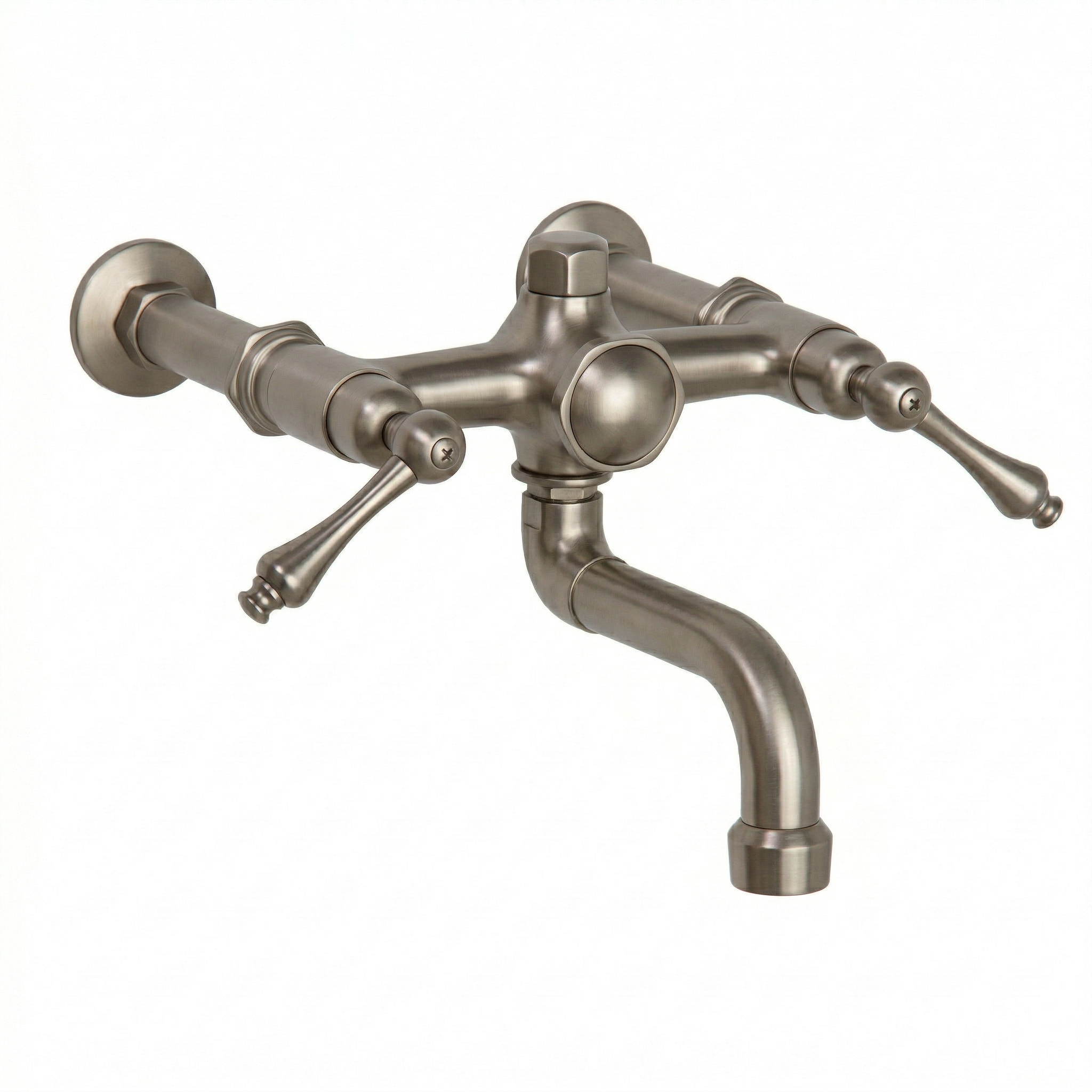 Traditional Wall Mount Tub Faucet w/ Lever Handles P1125 | Strom Living Matte Nickel - Tub Fillers