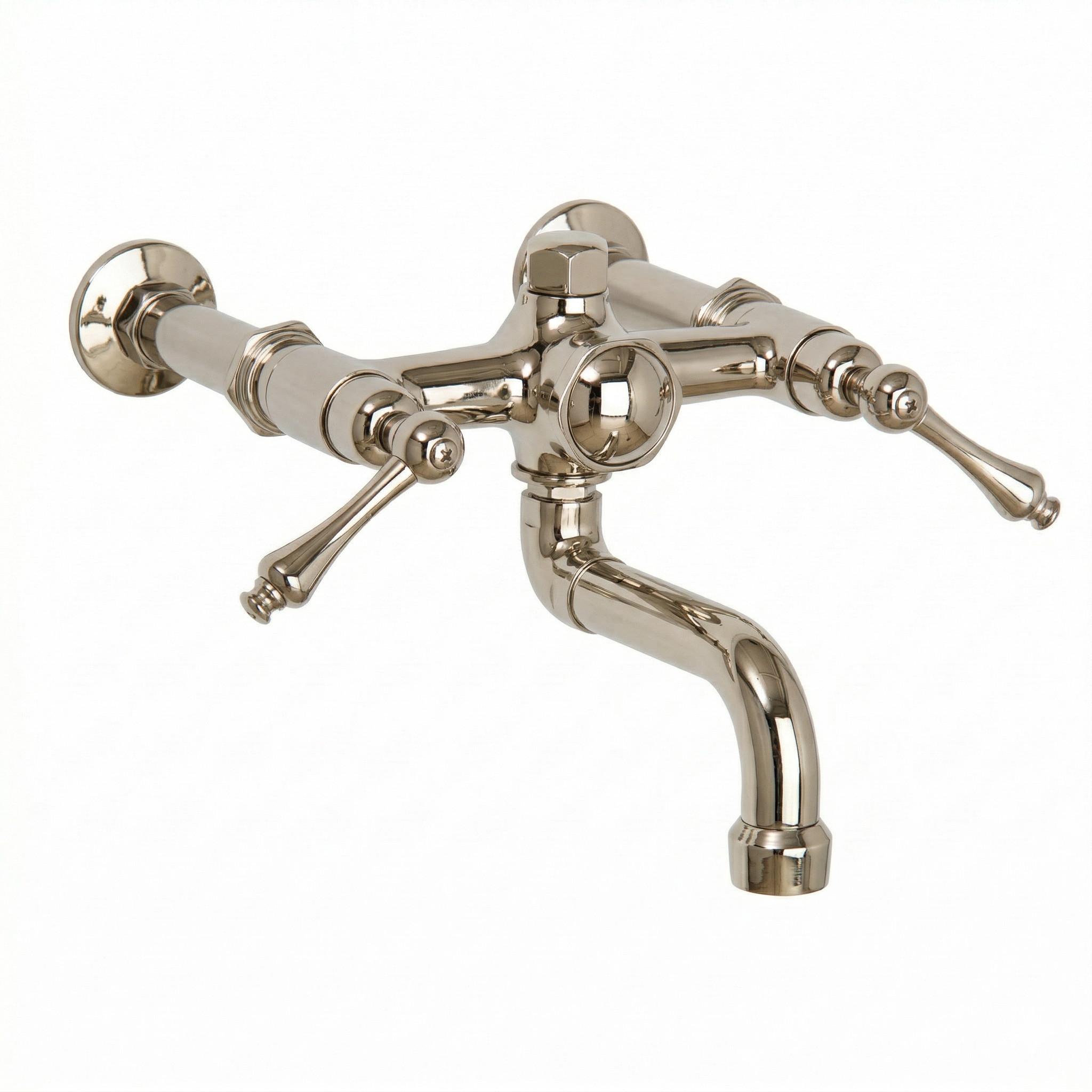 Traditional Wall Mount Tub Faucet w/ Lever Handles P1125 | Strom Living Polished Nickel - Tub Fillers