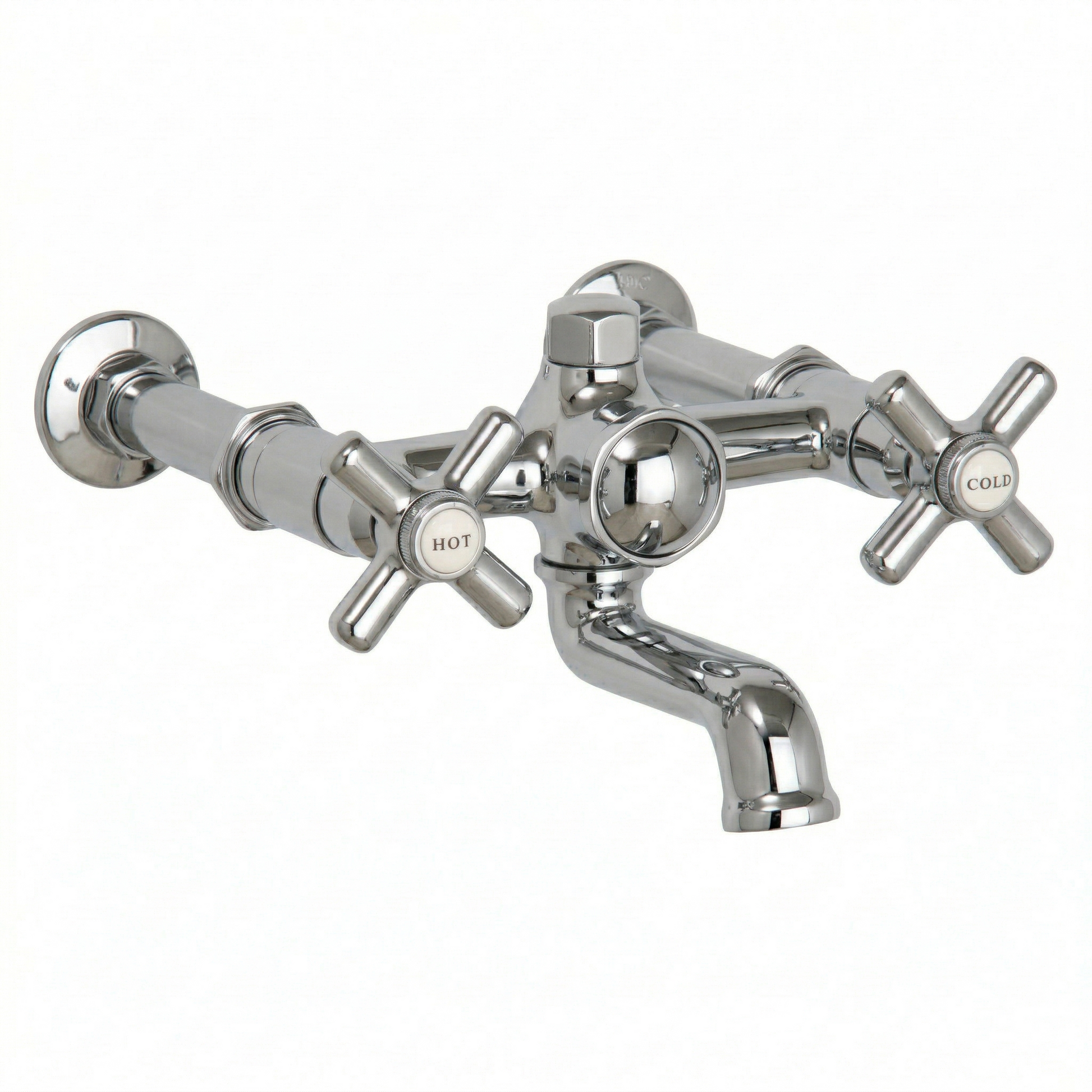 Deco Wall Mount Tub Faucet w/ Cross Handles P1126 | Strom Living Chrome - Tub Fillers