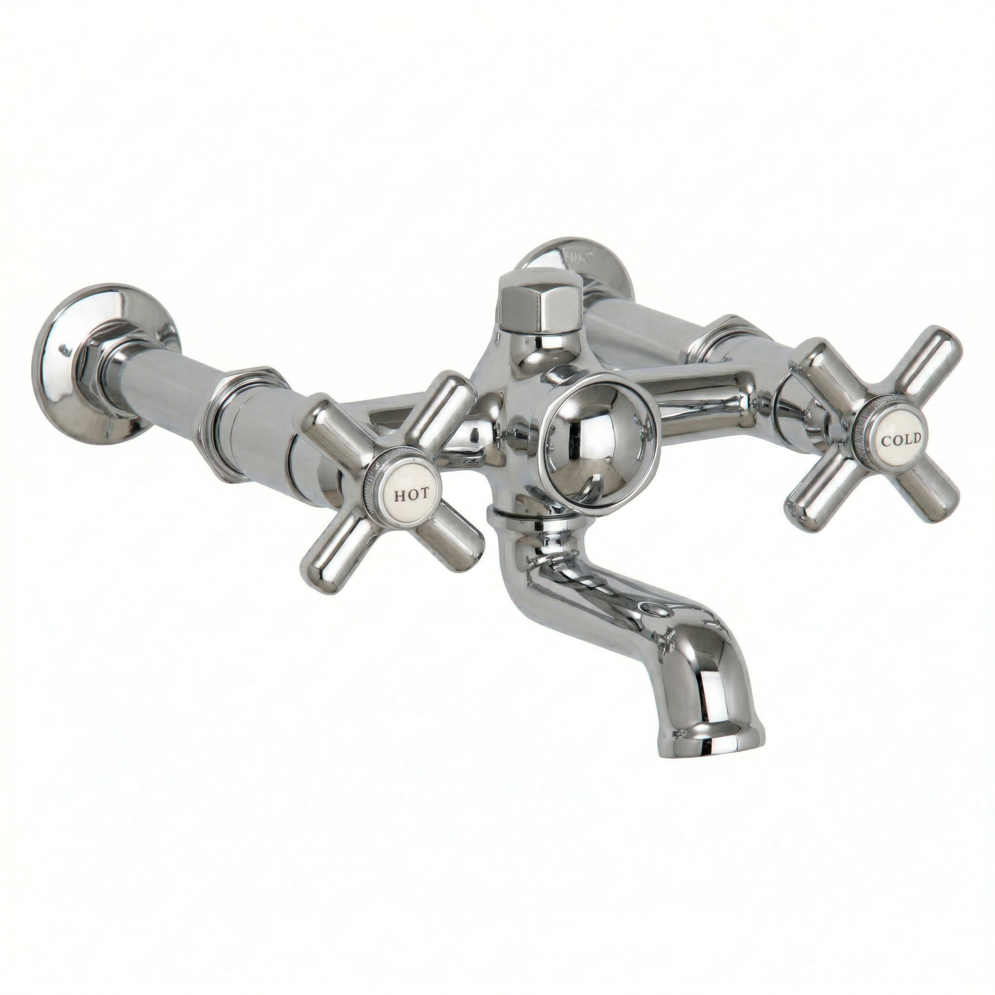 Deco Wall Mount Tub Faucet w/ Cross Handles P1126 | Strom Living Chrome - Tub Fillers