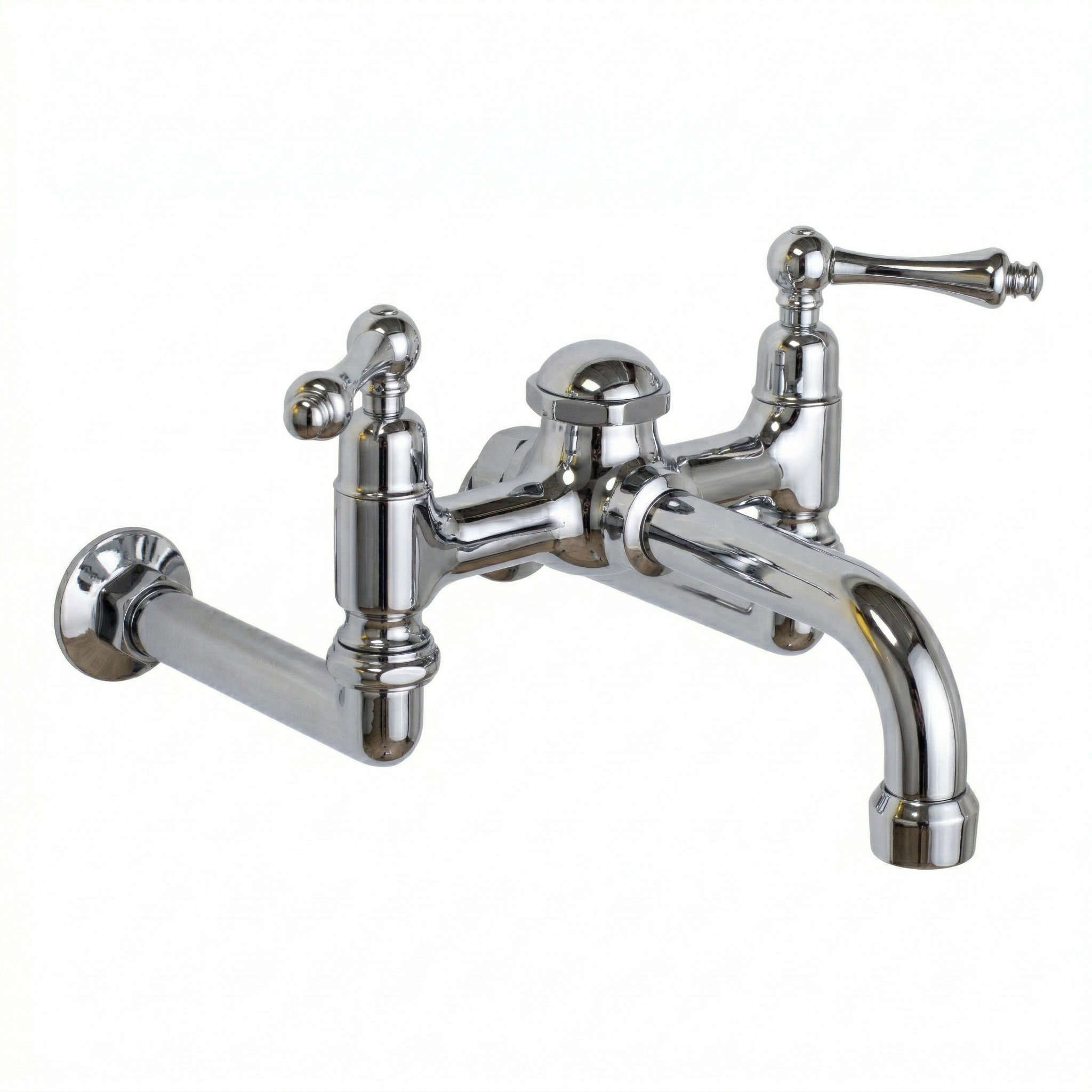 Wall Mount Tub Faucet w/ Lever Handles P1127 | Strom Living Chrome - Tub Fillers