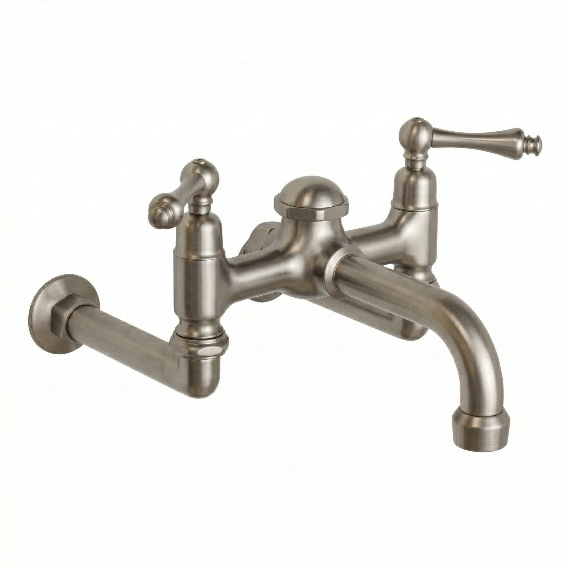 Wall Mount Tub Faucet w/ Lever Handles P1127 | Strom Living Matte Nickel - Tub Fillers