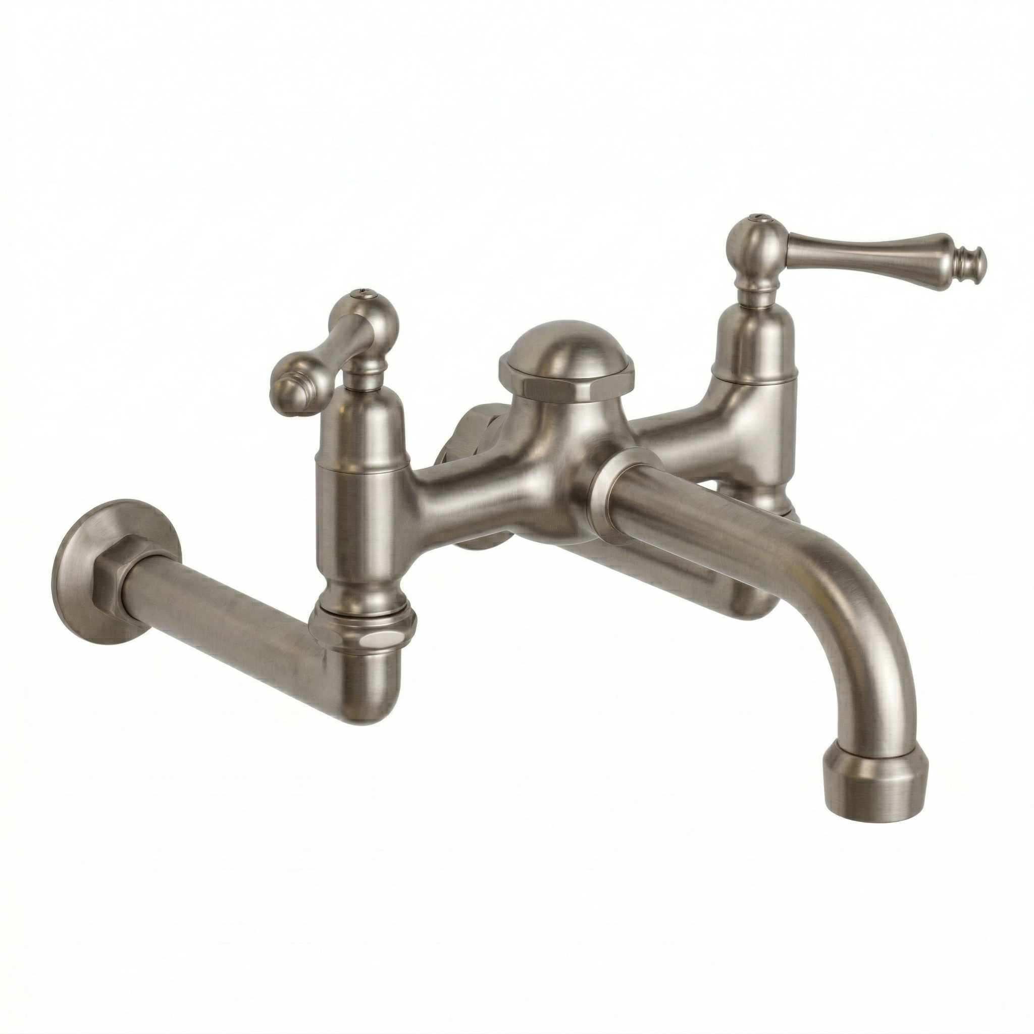 Wall Mount Tub Faucet w/ Lever Handles P1127 | Strom Living Matte Nickel - Tub Fillers