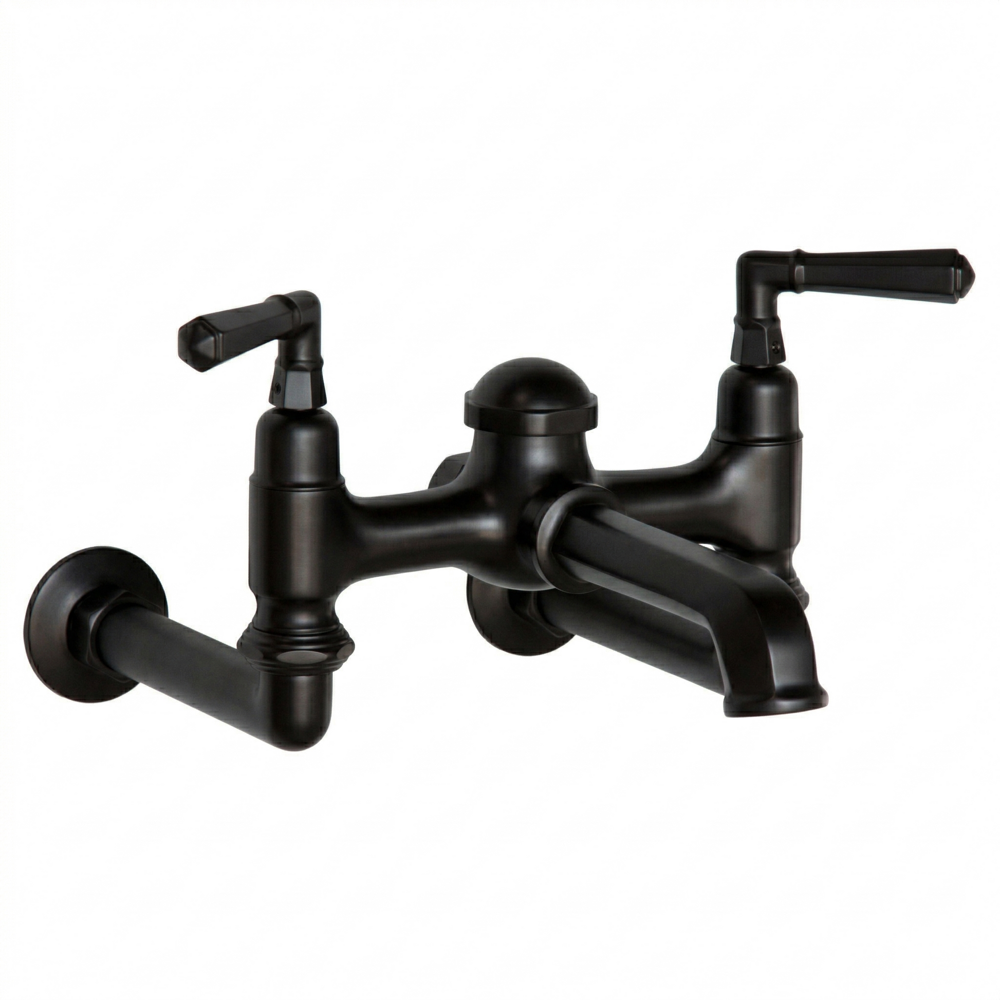 Wall Mount Tub Filler Faucet Lever Handles P1128 | Strom Living Satin Black - Tub Fillers