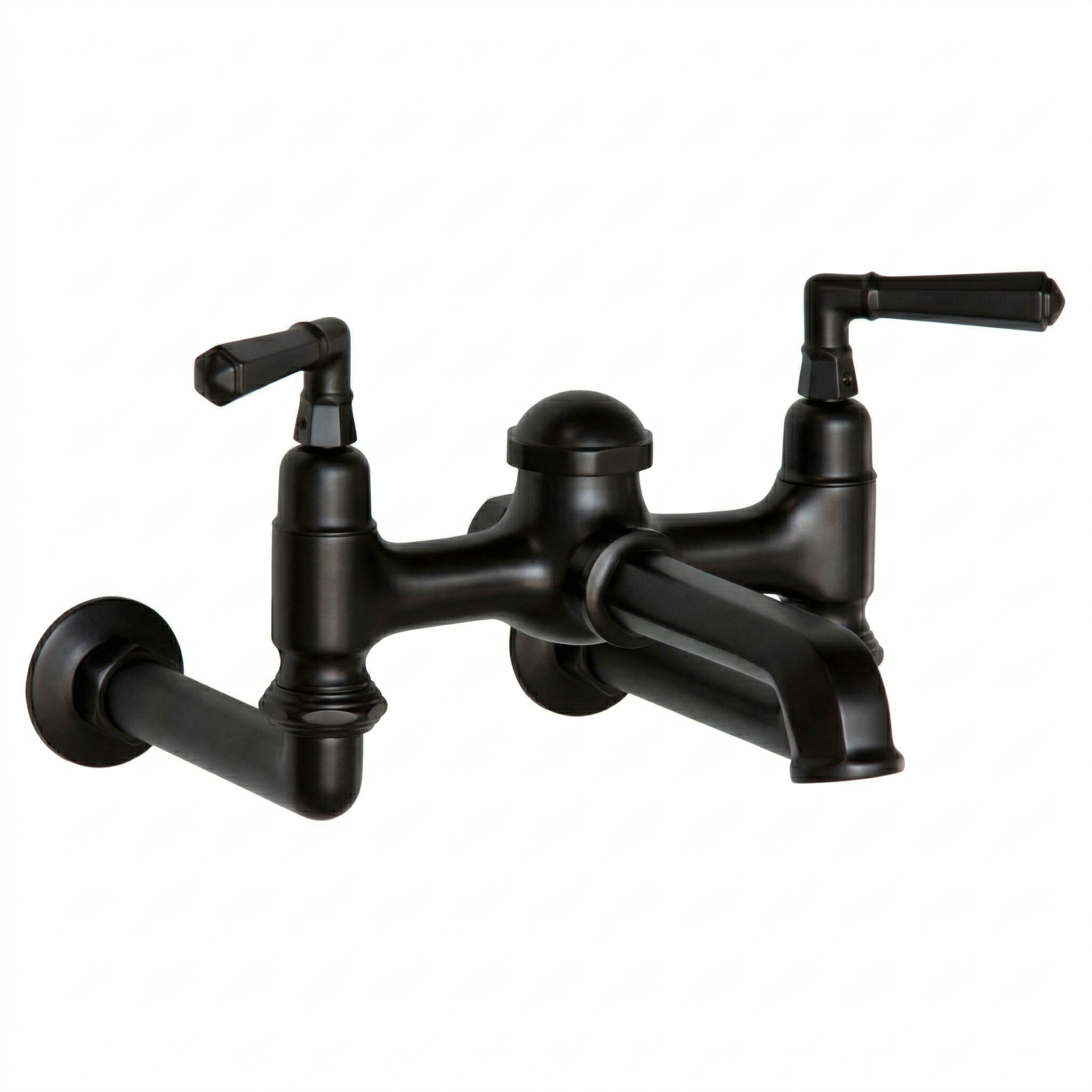 Wall Mount Tub Filler Faucet Lever Handles P1128 | Strom Living Satin Black - Tub Fillers