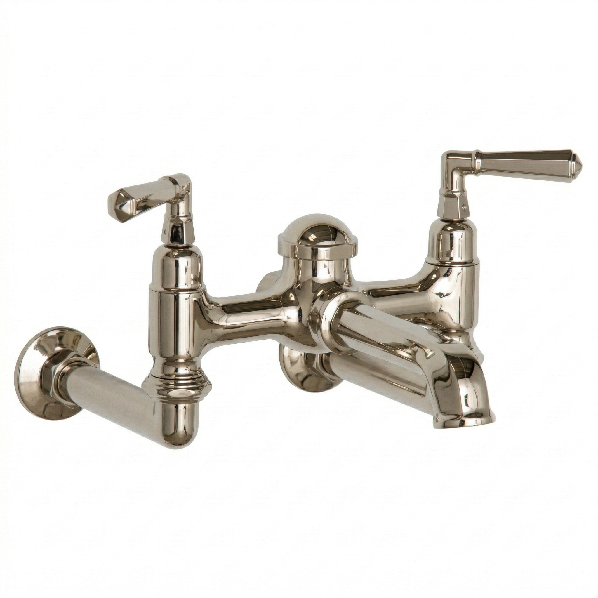 Wall Mount Tub Filler Faucet Lever Handles P1128 | Strom Living Polished Nickel - Tub Fillers