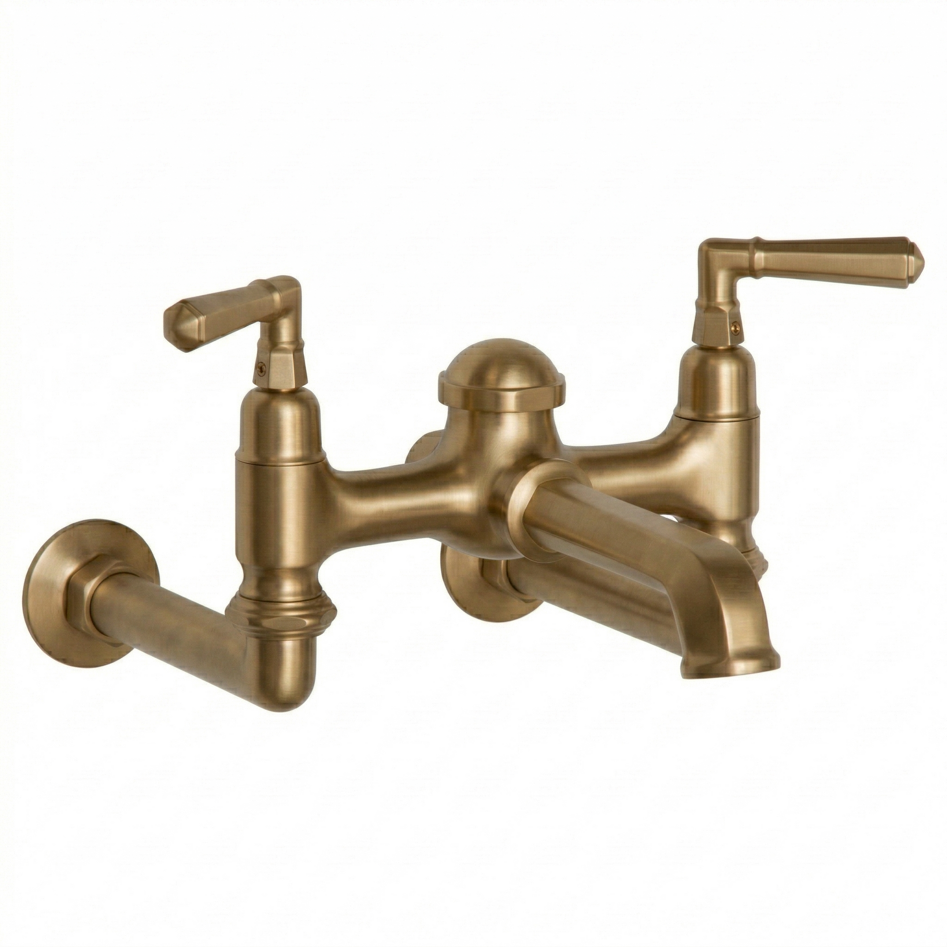 Wall Mount Tub Filler Faucet Lever Handles P1128 | Strom Living Raw Brass - Tub Fillers